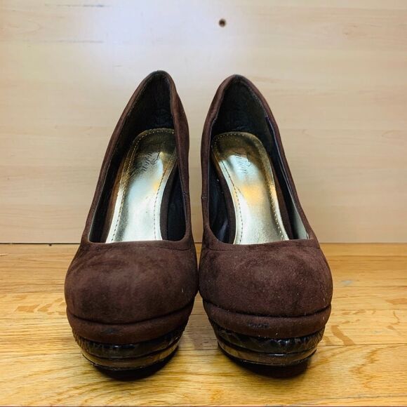 Fusion Brown Suede Platform Heels Size 7.5 - Picture 2 of 8